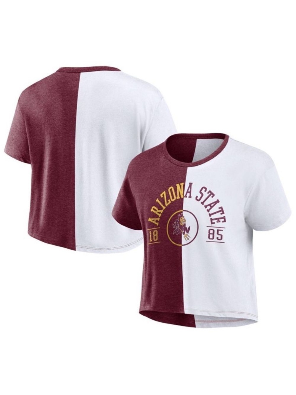 NCAA Arizona State Sun Devils Women's Split Color Block Cropped T-Shirt Size S